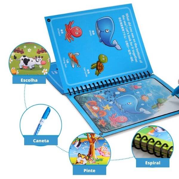 Livro Magia da Água Reutilizável - Brinquedo Montessori - Detalhes