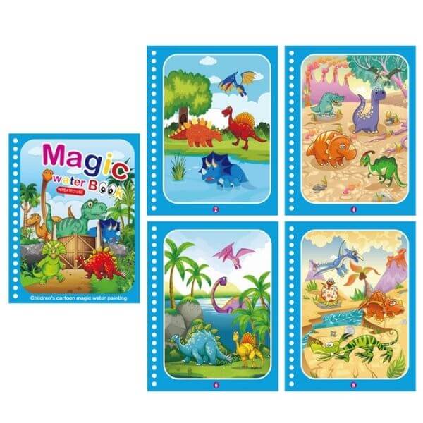 Livro Magia da Água Reutilizável - Brinquedo Montessori - Dinossauro