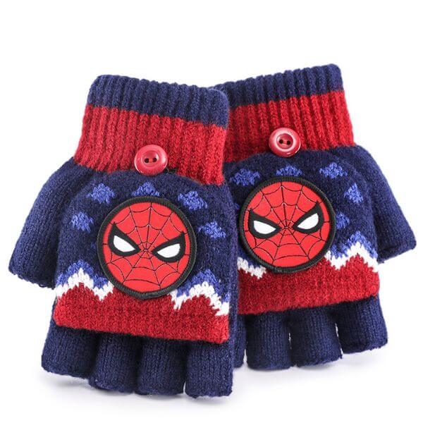 Luva de Inverno - Super Heróis - Mãos Quentinhas - 3 à 10 anos - Aranha Azul