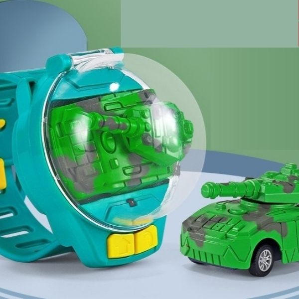 Mini Racing Relógio Carro de Controle Remoto Sem Fio - Tanque Verde