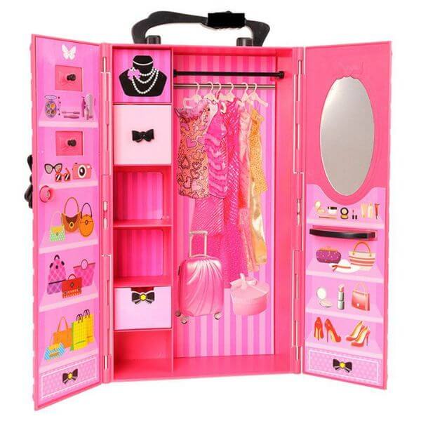 Mini Roupeiro e Acessórios da Barbie - Aberto em Pé