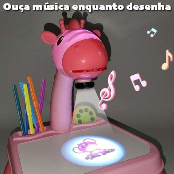 Mesa projetor infantil de desenho dinossauro (rosa)