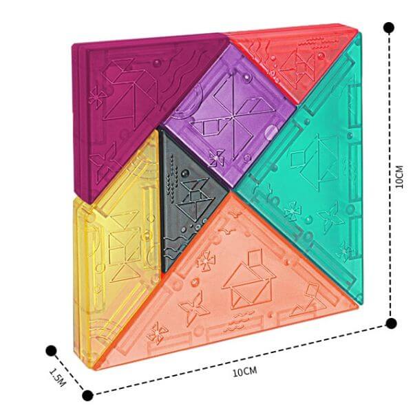 Tangram Magnético Colorido 3D - Montessori - Medidas
