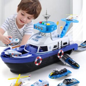 Barco de Brinquedo com Pista de Carros, Luz e Acessórios