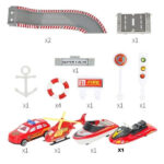 Barco de Brinquedo com Pista de Carros, Luz e Acessórios - Itens