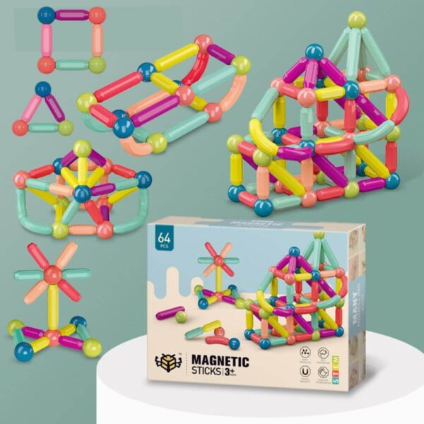 Blocos de Construção Magnéticos Montessori Brinquedos Educativos