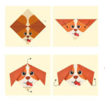 Origami de Animais - Brinquedo Montessori - 54 folhas - Modelo Cachorro
