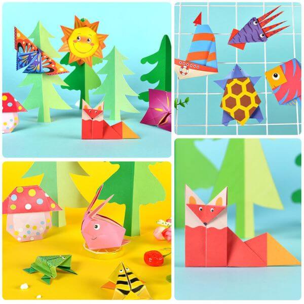 Origami de Animais - Brinquedo Montessori - 54 folhas - Exemplos