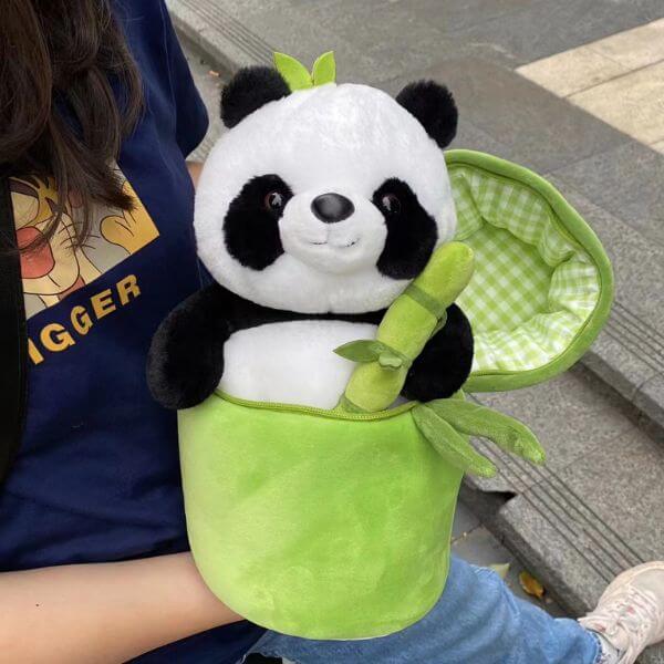 Pelúcia de Panda com Capa de Bambu - Macio