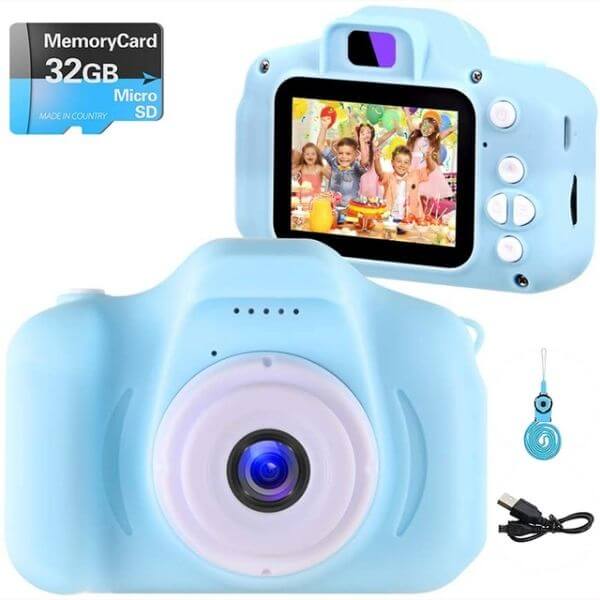 Mini Câmera Digital Infantil faz Foto e Vídeos - Azul
