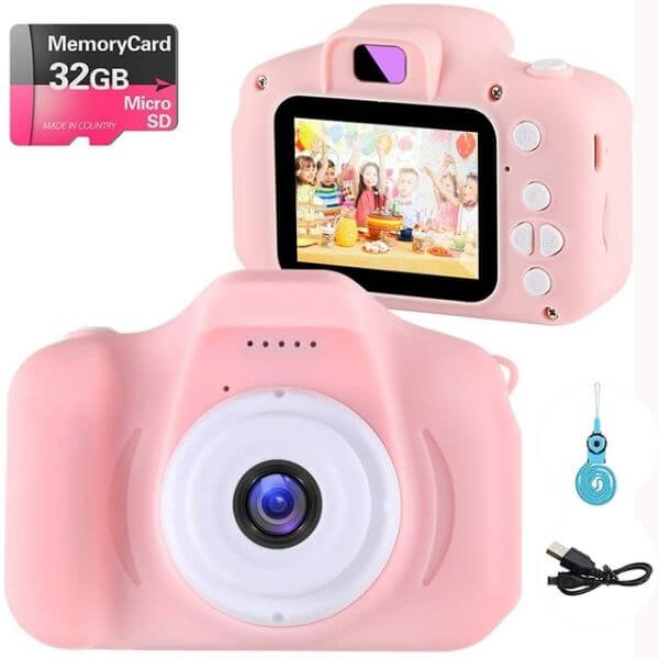 Mini Câmera Digital Infantil faz Foto e Vídeos - Rosa