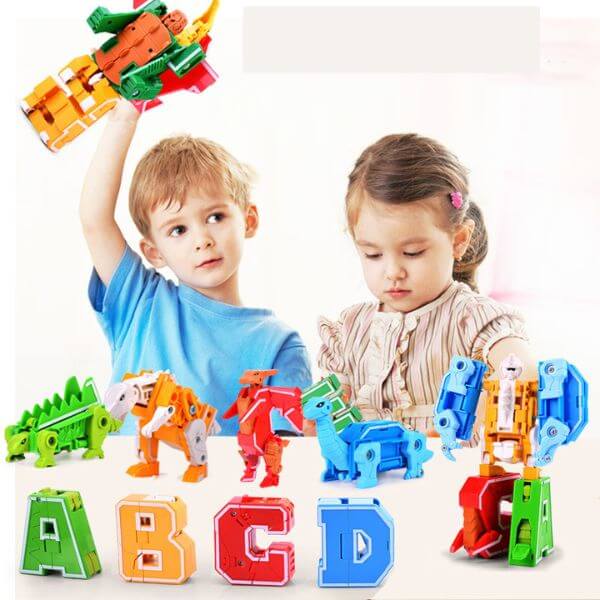 Alfabeto Transformers de Dinossauro - Aprenda o ABC Brincando - Crianças
