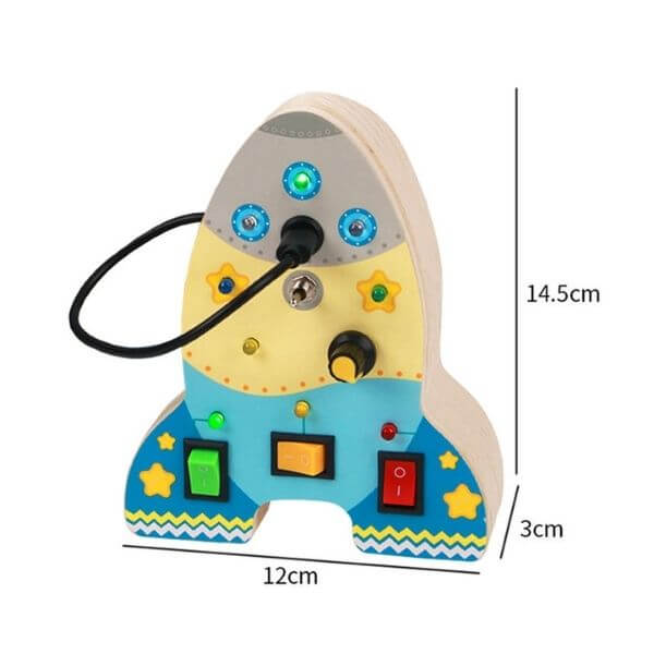 Painel Sensorial de Controle Montessori - Medidas Foguete
