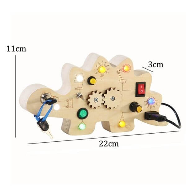 Painel Sensorial de Controle Montessori - Medidas Dinossauro