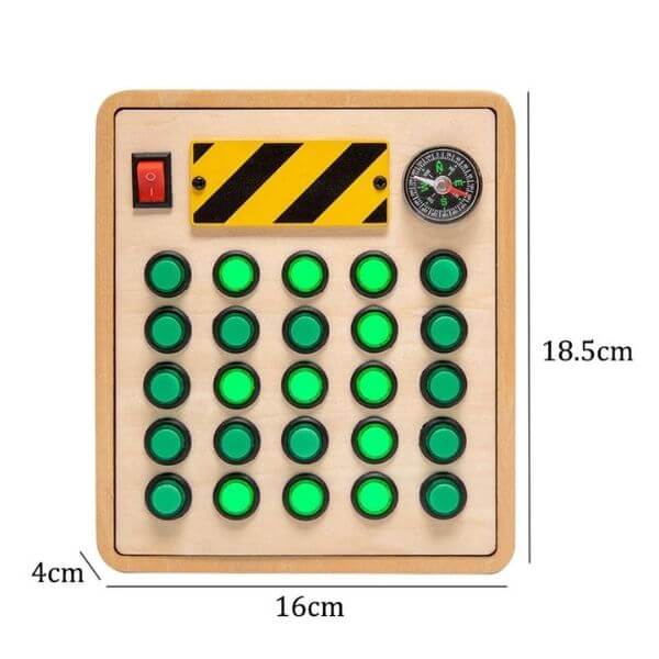 Painel Sensorial de Controle Montessori - Medidas Luzes